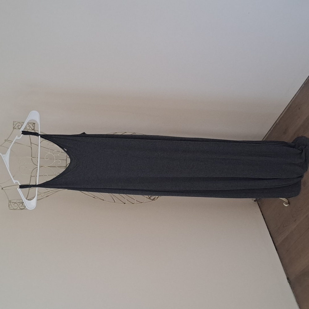 Soft Gray Classic Neutral Preppy Coastal Cottagecore Maxi Sundress, Size Small.